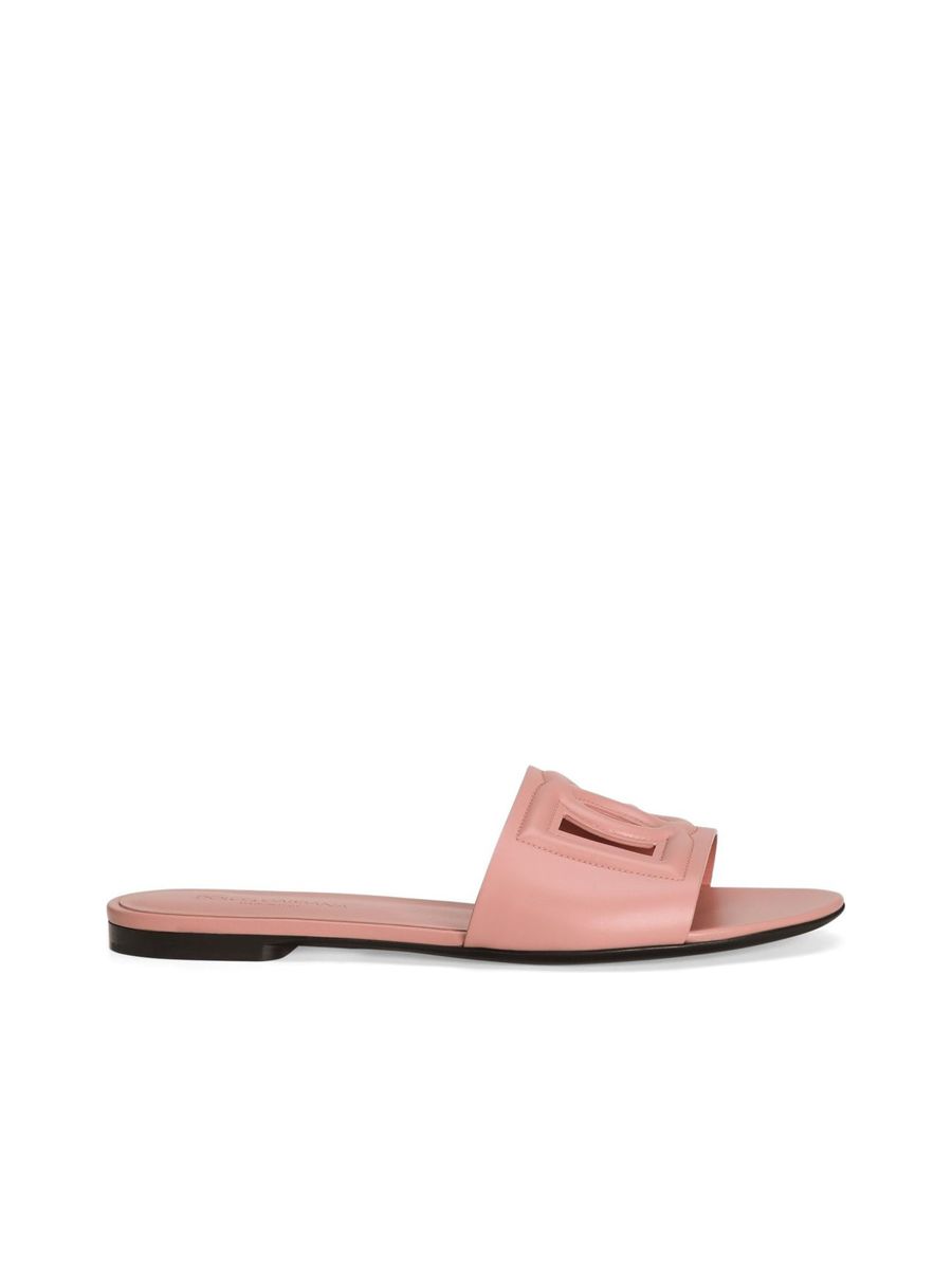 Flache Sandalen mit Logoprägung und Cut-out