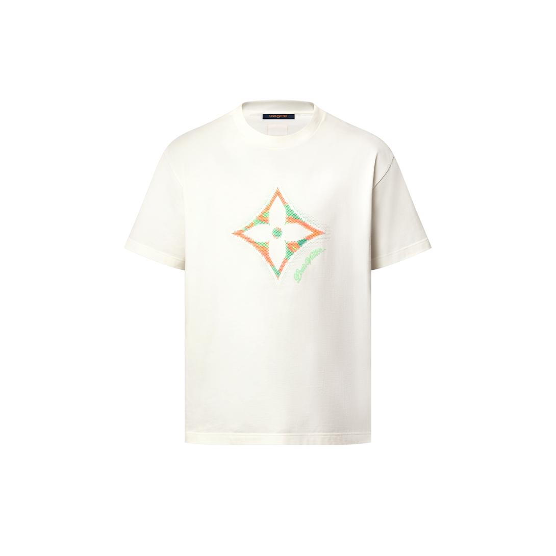 Gradient 3D Monogram Flower Print T-shirt
