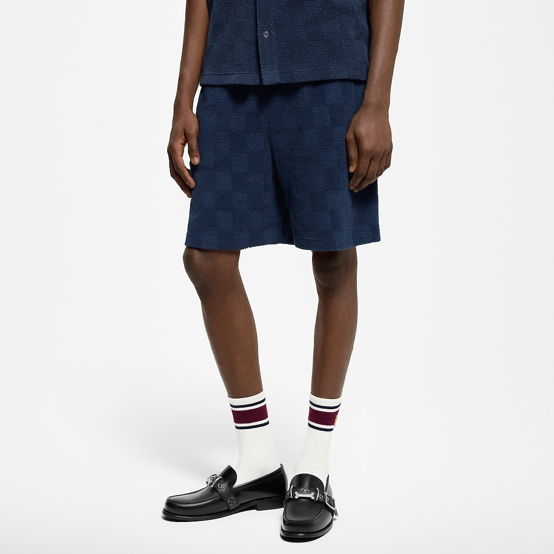 Short Damier en french terry de coton mélangé