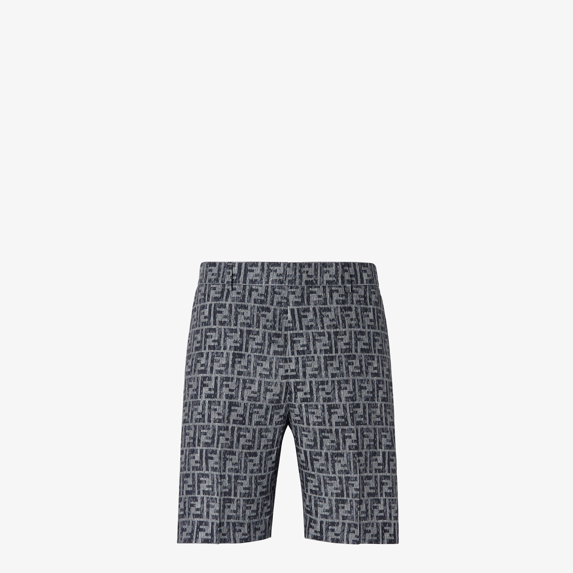 FF blå denim Bermudashorts med syninger