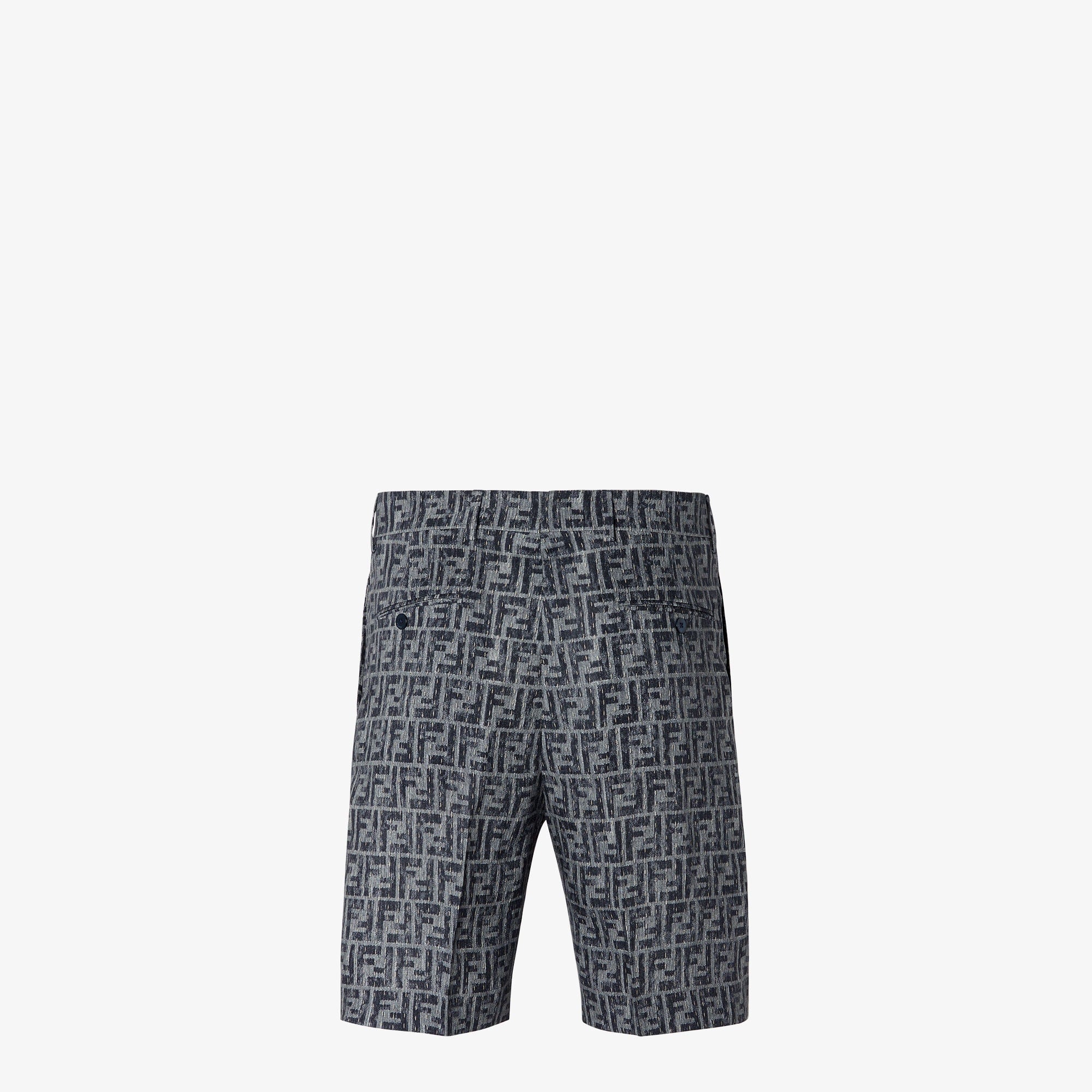 FF blå denim Bermudashorts med syninger